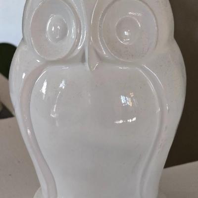 White Glazed Chalk Ware Owl