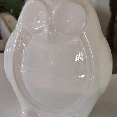 White Glazed Ceramic Owl