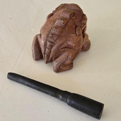 Carved Wood Frog Sound Guiro