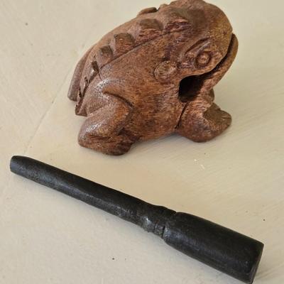 Carved Wood Frog Sound Guiro