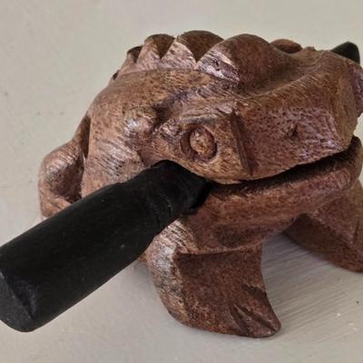 Carved Wood Frog Sound Guiro