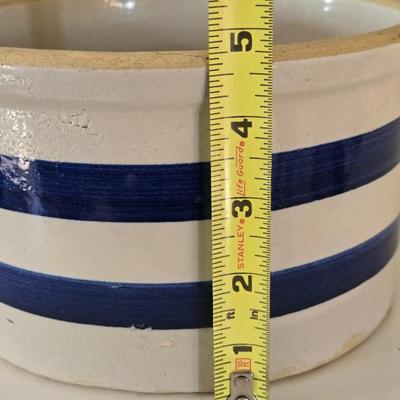 Antique Blue & White Ceramic Crock