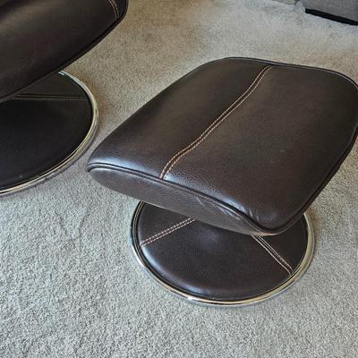 Vintage Inspired Leather Eames Style Chair and Ottoman #1