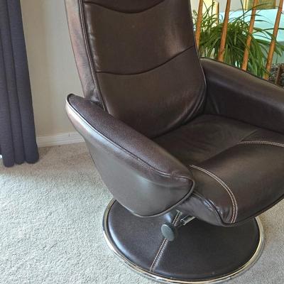 Vintage Inspired Leather Eames Style Chair and Ottoman #1
