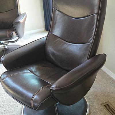 Vintage Inspired Leather Eames Style Chair and Ottoman #1