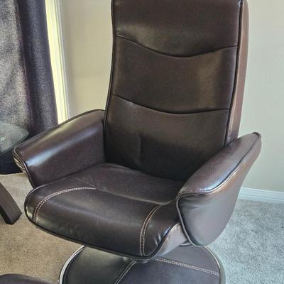 Leather Eames Style Chair & Ottoman #2