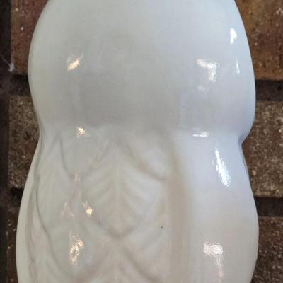 2 Ceramic White Glazed Owls