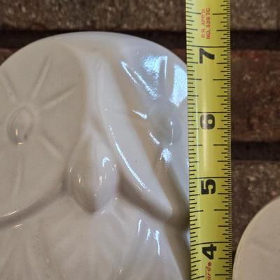 2 Ceramic White Glazed Owls