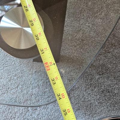 Glass Top Side Table or Small Coffee Table with Bent Wood Base