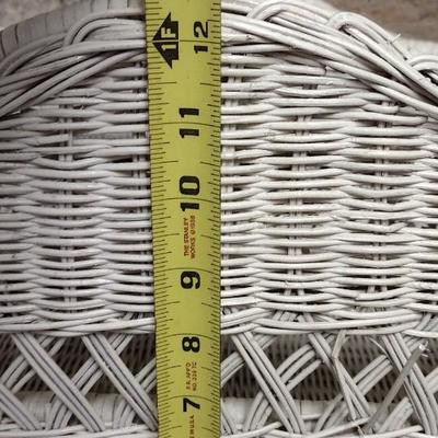 Vintage Wicker magazine holder, silverware basket and plated S & P