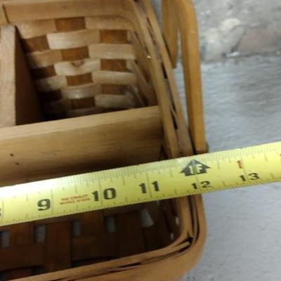 Vintage Wicker magazine holder, silverware basket and plated S & P