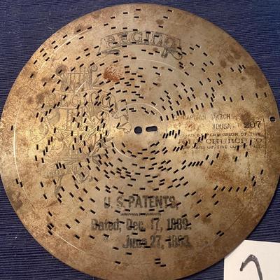Vintage Regina Music Box Discs and Holder