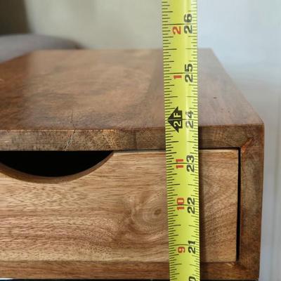 Mango Wood Side Table with a Drawer and Metal Base #1