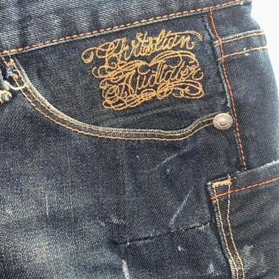 Vintage Christian Audigier Jeans, Paint Stains - Size 38X34