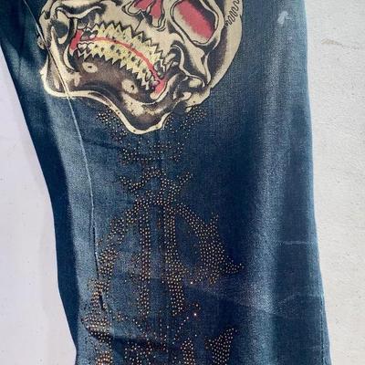 Vintage Christian Audigier Jeans, Paint Stains - Size 38X34