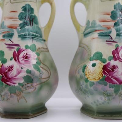 NIPPON Hand Painted Vases (2)
