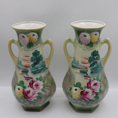 NIPPON Hand Painted Vases (2)