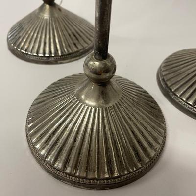 Set of 3 Graduated Sizes Silver Tone Candle Holders