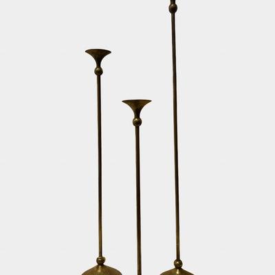 Set of 3 Graduated Sizes Silver Tone Candle Holders