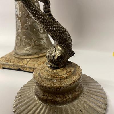 Decorative Vessel with Lid Featuring Fish Finial