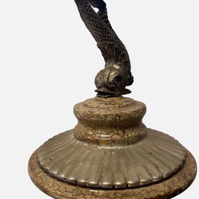 Decorative Vessel with Lid Featuring Fish Finial