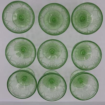 ANCHOR HOCKING Uranium Sherbet Glass Dishes (9)