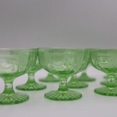 ANCHOR HOCKING Uranium Sherbet Glass Dishes (9)
