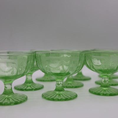 ANCHOR HOCKING Uranium Sherbet Glass Dishes (9)