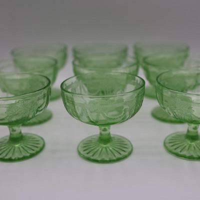 ANCHOR HOCKING Uranium Sherbet Glass Dishes (9)