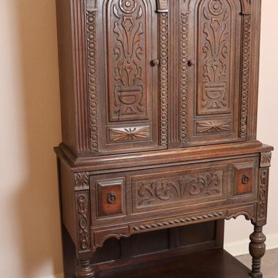 Antique Carved Cabinet (See Description)