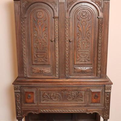 Antique Carved Cabinet (See Description)