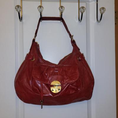 Innue Brand Distressed Red Leather Hobo Style Handbag