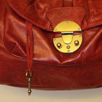 Innue Brand Distressed Red Leather Hobo Style Handbag