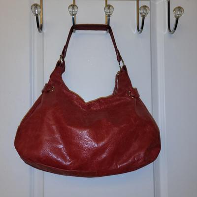 Innue Brand Distressed Red Leather Hobo Style Handbag