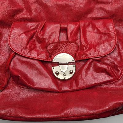Innue Brand Distressed Red Leather Hobo Style Handbag