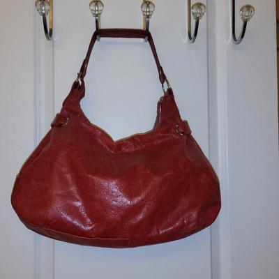 Innue Brand Distressed Red Leather Hobo Style Handbag