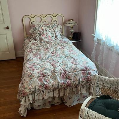Antique Twin Headboard/Frame/Bedding