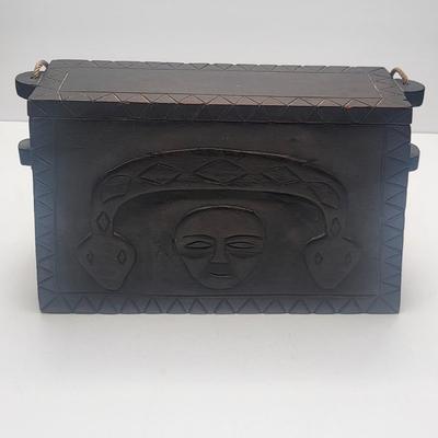 Vintage Seibu Ebony Wooden Box & Nantucket Rattan Purse