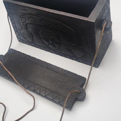 Vintage Seibu Ebony Wooden Box & Nantucket Rattan Purse