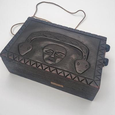 Vintage Seibu Ebony Wooden Box & Nantucket Rattan Purse