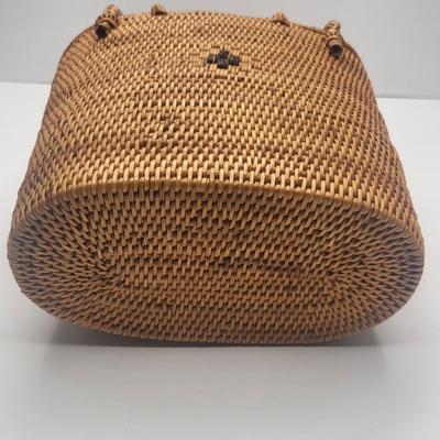 Vintage Seibu Ebony Wooden Box & Nantucket Rattan Purse