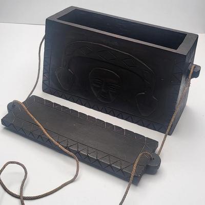 Vintage Seibu Ebony Wooden Box & Nantucket Rattan Purse