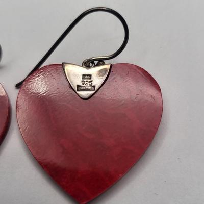 Sterling Silver & Coral Pendant and Earrings