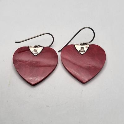 Sterling Silver & Coral Pendant and Earrings