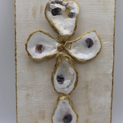 Oyster Cross on Canvas & Wood - New