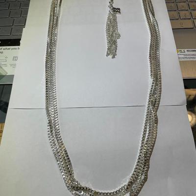 Heavy New Never Worn Condition Silver-tone Adjustable 32"-35" Fashion Box Chain Necklace 4-Strand as Pictured.