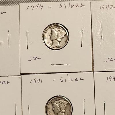 6 Silver Mercury Dime