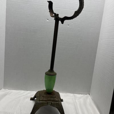 Antique metal dragon ashtray or bowl holder with Jadeite