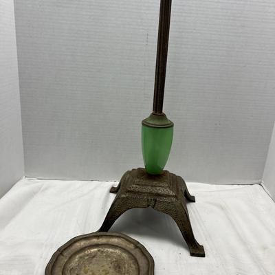 Antique metal dragon ashtray or bowl holder with Jadeite