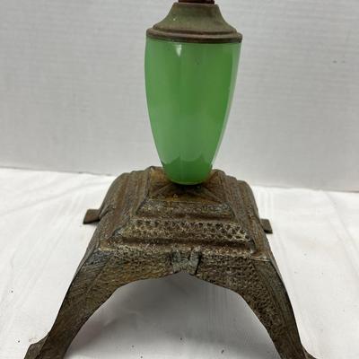 Antique metal dragon ashtray or bowl holder with Jadeite